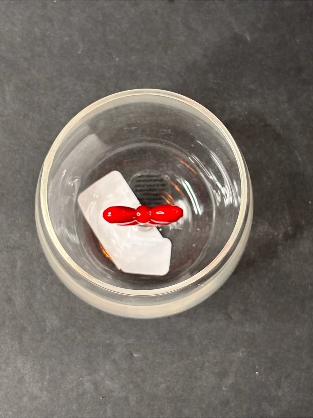 Anthropologie Jolly Icon Stemless Wine Glass Red Bow NWT